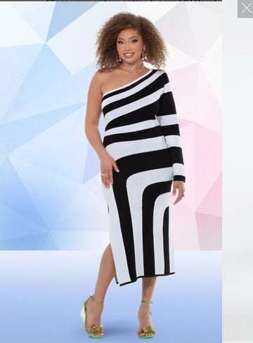 Translation missing: en.DONNA VINCI KNIT 13445 BLK WHT DRESS