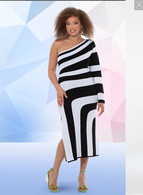Translation missing: en.DONNA VINCI KNIT 13445 BLK WHT DRESS