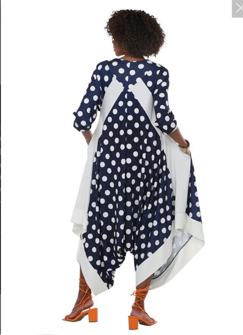 Translation missing: en.LOVE THE QUEEN 17608 NAVY WHITE JUMPSUIT